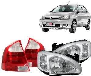 Par de faróis dianteiros para Corsa Sedan, peças automotivas de reposição para iluminação veicular